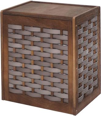 Hhg Nunca Usado] Cesto Para Ropa Sucia Hhg 818, Recolector De Ropa Sucia Clasificador De Ropa Sucia, Mimbre De Aspecto Desgastado De Madera Maciza 61x51x3