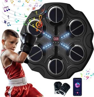 No Brand M&aacute;quina De Boxeo Musical - M&aacute;quina De Boxeo Musical De Pared - Entrenador De Boxeo De Pared Con Guantes Y Funci&oacute;n Bluetooth - Negro