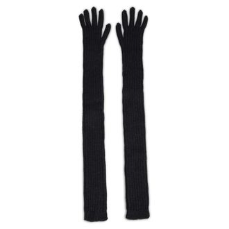 Alberta Ferretti Accessoires, Dames, Zwart, ONE Size, Wol, Lange gebreide handschoenen