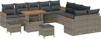 vidaXL Vidaxl - Garden Sofa Set with Cushion Manual 13 pcs Grey Poly rattan