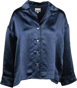 Bellerose Blue Acetate Front-Button Satin Shirt