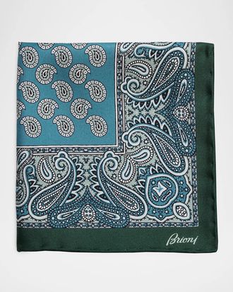 Brioni Men & apos;s Paisley Silk Pocket Square