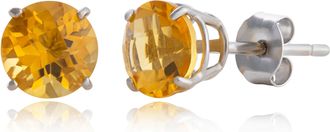 MAX + STONE 10k Yellow or White Gold 6mm Round Checkerboard Cut Gemstone Stud Earrings