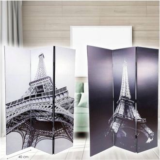 Trade Shop Trade Shop Traesio - Paravento Separe Divisorio Con 3 Pannelli 180x120cm Stampa Fronte Retro Parigi
