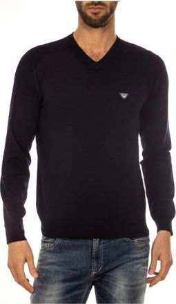 Armani Jeans Sweatshirts - Heren - V-hals truien - Blauw - S - Truien & Vesten