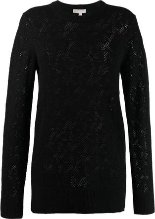 Michael Kors Rondhals gebreide trui - Dames - Ronde hals truien - Zwart - M - Wol - Truien & Vesten