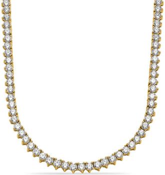 Diamond2Deal 14K Yellow Gold 7CT Round Lab Grown Diamond. 3 Prong Straight Line Tennis Necklace (E-F, VS1-VS2)