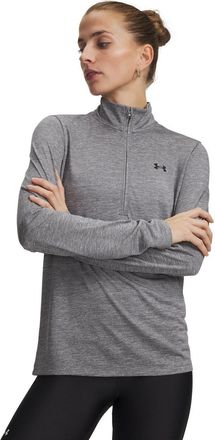 Under Armour Dames-top met halve rits en textuur (Groen, Zwart)