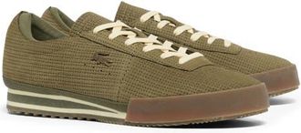 Lacoste Aura Embossed Leather Low Top Sneaker in Khaki/Gum at Nordstrom, Size 10.5
