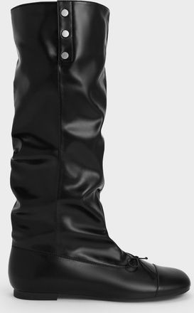 Charles & Keith Gael Studded Slouchy Knee-High Boots