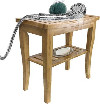 Sorbus 2 Tier Bamboo Bench With Shelf