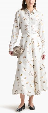 Altuzarra Varda Floral Silk Midi Skirt In Macadamia