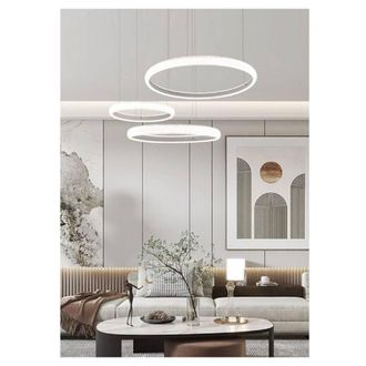 Trade Shop Trade Shop Traesio - Trade Shop - Lampadario Led 60w A Sospensione 3 Anelli Cristalli Luce 3000k 6500k 4000k Lp-39b