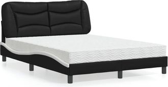 vidaXL Vidaxl - Cama Con Colch&oacute;n Cuero Sint&eacute;tico Negro Y Blanco 140x190 Cm
