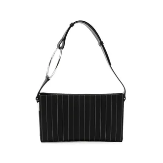 Dondup Pinstripe-pattern Ring-handle Clutch Bag