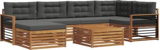 vidaXL Conjunto De Sof&aacute;s De Exterior 7 Uds. Natural Y Antracita Vidaxl