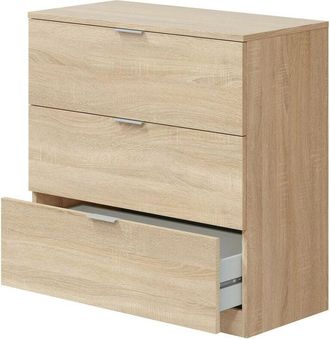 Dmora Cassettiera Whittier, Cassettiera camera da letto, Settimino a 3 cassetti, 77x38h80 cm, Rovere, con imballo rinforzato - Dmora