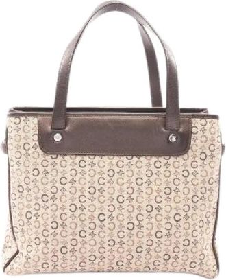 Celine Pre-owned C Macadam Canvas Leren Handtas - Dames - Vintage Handtas - Beige - ONE Size - Leer - Vintage