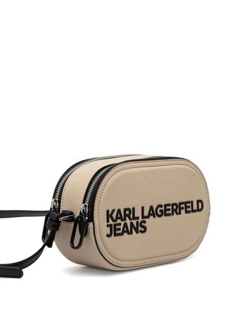 Karl Lagerfeld oval-shaped double-zip crossbody bag - Neutrals