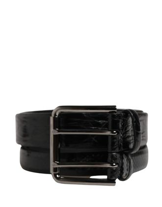 Dolce & Gabbana Men Black Exotic Leather Double Strap Mens Belt (Pre-Owned)