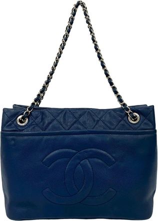 Chanel Navy Grained Calfskin Tote Bag (Pre-Owned)