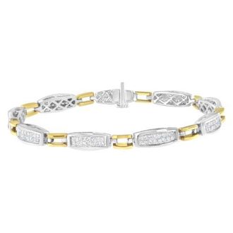 House of Brilliance 14K Gold 2.0 Cttw Diamond Tapered and Equal Sign Link Bracelet in Yellow at Nordstrom