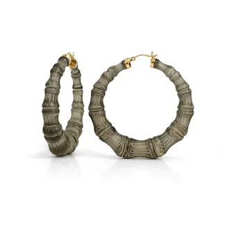 Gold & Honey Womens Lucite Bamboo Hoop Earrings In Blackberry