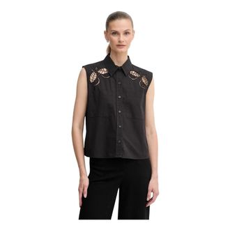 DKNY Dkny, Dames, Blouses & Shirts, Zwart, Maat: XS Katoen