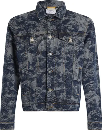 Philipp Plein Trucker Jacket All-Over Skull Skull