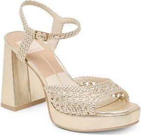 Dolce Vita Peyton Platform Sandal in Light Gold Woven at Nordstrom Rack, Size 7.5