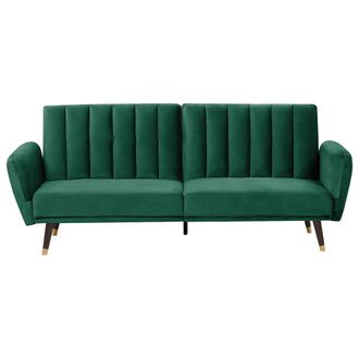 Beliani Beliani - Sof&aacute; Cama 3 Plazas De Terciopelo Verde Esmeralda Convertible Vimmerby
