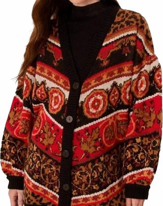Farm Rio Womens Ainika Tiles Knit Cardigan In Red