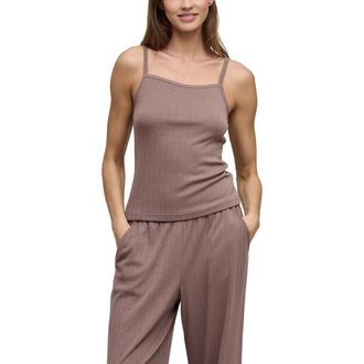 Barefoot Dreams Scalloped Pointelle Tank in Sable at Nordstrom, Size X-Small