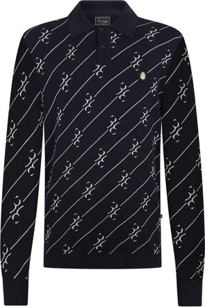 Billionaire Boys Club Polo Longsleeve All-Over BB - Heren - Polos - Blauw - L - Wol - Tops