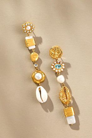 Joanna Laura Constantine Pearl Shell Mismatched Dangle Earrings