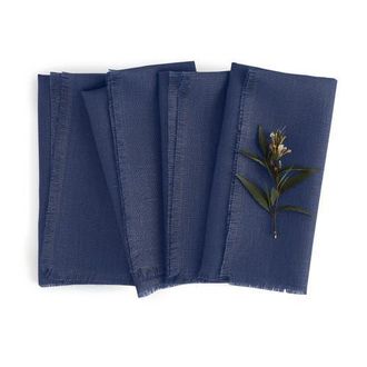 Solino Home Linen Dinner Napkins - Fringe, 20 x 20 in Vintage Blue at Nordstrom, Size Large