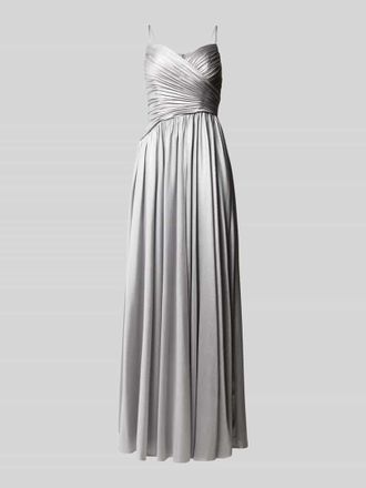 Unique Abendkleid mit gelegten Falten in Metallic Blue, Gr&ouml;&szlig;e 36