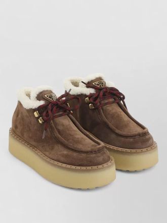 Prada suede lace up ankle boots platform