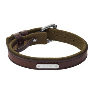 Fossil Pulsera Everett con correa de piel - Accessories - Hombre - Marr&oacute;n - ONE SIZE