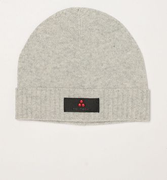 Peuterey Berretto beanie in misto lana e cashmere con risvolto e patch logo