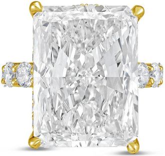 Diana M. Jewels 18kt yellow gold 10ct lab grown Radiant Diamond Ring with Pav&eacute; Round Band