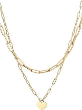 Adornia Layered Heart Pendant Paper Clip Chain Necklace in Gold at Nordstrom Rack