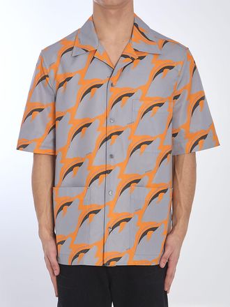 Gucci Mens Printed Shirt - Silver Cotton - Size EU 48 (Mens)