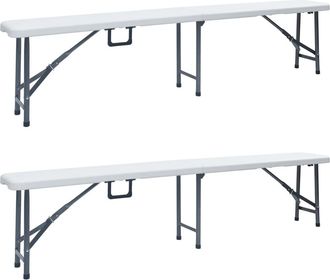 vidaXL Bancos De Jard&iacute;n Plegables 2 Unidades 180 Cm Hde Blanco Vidaxl