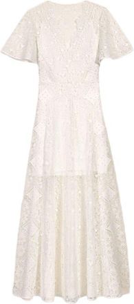 Maje Floral guipure maxi dress in White at Nordstrom, Size 40 Eu