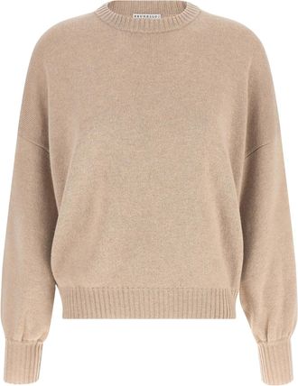 Brunello Cucinelli Removable Monile Silk Cuffs Sweater - Beige