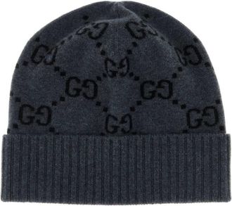Gucci Grey GG Logo Beanies Hat
