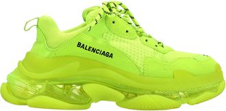 Balenciaga Pre-owned Womens Triple S Clear Sole Sneakers in Neon Yellow - Size EU 39