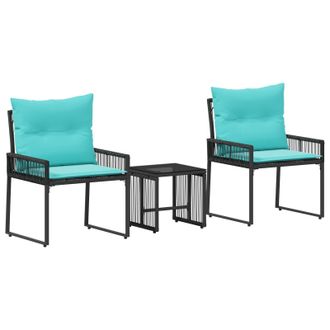 vidaXL Juego De Muebles De Exterior Con Coj&iacute;n 7 Pcs Negro Y Turquesa Vidaxl