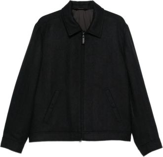 Brioni Klassiek colbert met ritssluiting - Heren - Zomerjassen - Zwart - M - Leer - Jassen